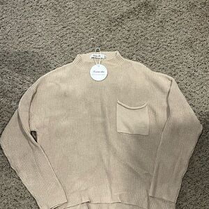 Woman’s Mockneck Tan Sweater